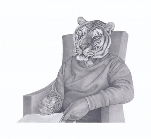 Cartoon: Tiger Man (medium) by jim worthy tagged animals,tiger,pencil,illustration