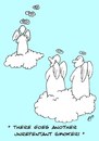 Cartoon: The unrepentant. (small) by aarbee tagged smoking,angels,heaven