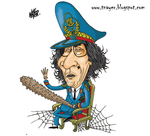 Cartoon: Gaddafi (medium) by Nayer tagged muammar,al,gaddafi,libya,dictatorship,dictator