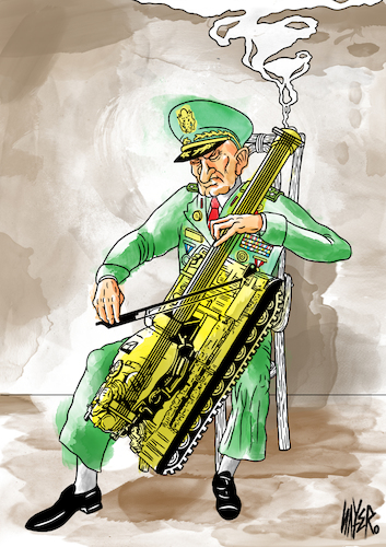 Cartoon: Symphony of Destruction (medium) by Nayer tagged war,peace,military,general,destruction,symphony