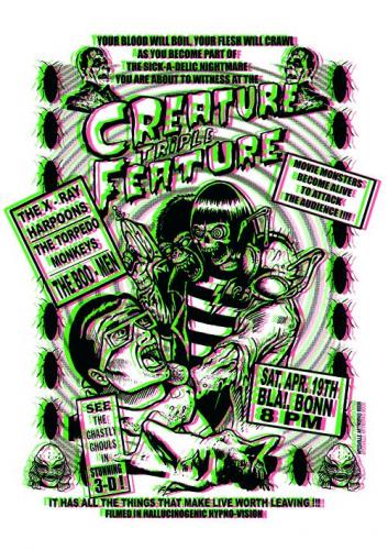 Cartoon: creature triple feature in 3d (medium) by Christian Nörtemann tagged 3d,horror