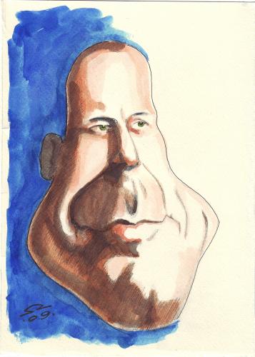 Cartoon: Bruce Willis (medium) by zed tagged bruce,willis,hollywood,movie,film,actor,portrait