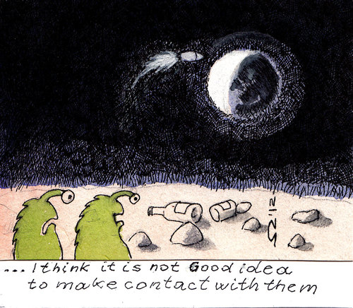 Cartoon: contact (medium) by zed tagged contact,human,race,aliens,space,univers,outer,environment