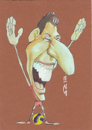 Cartoon: mario mandzukic (medium) by zed tagged mario,mandzukic,slavonski,brod,croatia,footballer,striker,portrait,caricature,bayern,munich
