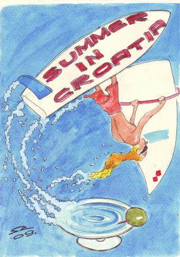 Cartoon: Summer in Croatia (medium) by zed tagged summer,croatia,surf,sun,nature,water,sea