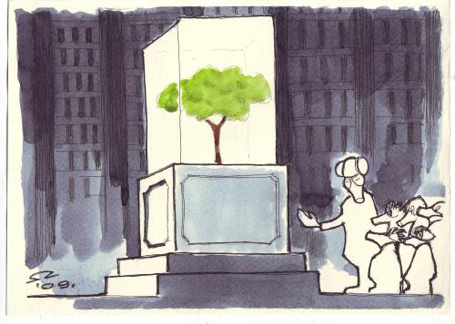 Cartoon: tree (medium) by zed tagged world,politics,future,warming,global,city,tree