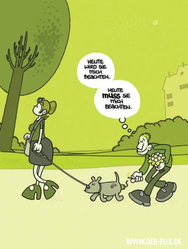 Cartoon: Heute muss sie mich bemerken! (medium) by Flix tagged mann,frau,hund,dynamit,park