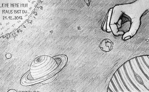 Cartoon: ...ene mene muh... (medium) by schmidibus tagged weltuntergang,erde,planet