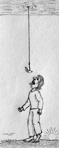 Cartoon: ohne titel (medium) by schmidibus tagged verkehrt,unten,oben,wasser,erde,angel,mensch