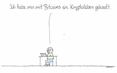 Cartoon: Kryptoleben (medium) by Matthias Schlechta tagged bitcoin,kryptowährung,internet,leben,bitcoin,kryptowährung,internet,leben
