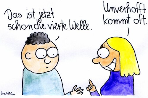 Cartoon: Unverhofft (medium) by Matthias Schlechta tagged corona,covid,welle,vierte,fünfte,sechste,pandemie,corona,covid,welle,vierte,fünfte,sechste,pandemie