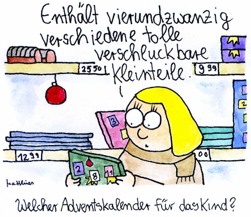 Cartoon: Welcher Adventskalender? (medium) by Matthias Schlechta tagged weihnacht,weihnachten,advent,adventskalender,kalender,geschenkekalender,sachenkalender,kind,kinder,kleinkinder,kleinteile,weihnacht,weihnachten,advent,adventskalender,kalender,geschenkekalender,sachenkalender,kind,kinder,kleinkinder,kleinteile