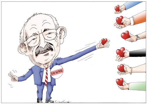 Cartoon: Love will win in Turkey (medium) by firuzkutal tagged kilicdaroglu,portrait,editorial,cartoon,election2023,turkiye,baykemaiscoming,mrkemal,democracy,everything,will,be,fine,president,polorisation,kilicdaroglu,portrait,editorial,cartoon,election2023,turkiye,baykemaiscoming,mrkemal,democracy,everything,will,be,fine,president,polorisation