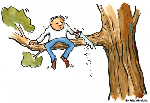 Cartoon: Creating change (medium) by Frits Ahlefeldt tagged change,tree,branch,quitting,new,different