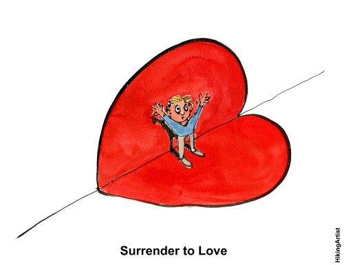 Cartoon: Surrender to Love (medium) by Frits Ahlefeldt tagged feelings,romance,healing,wellness,happiness,love