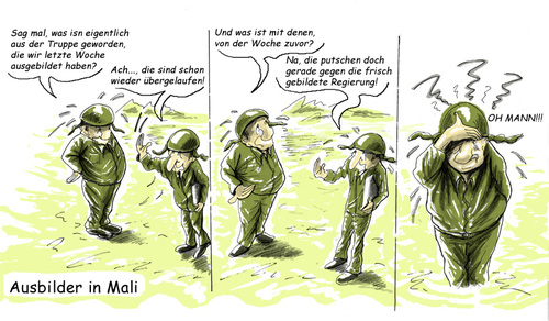 Cartoon: Ausbilder in Mali (medium) by Parallelallee tagged mali,deutschland,militärausbilder,thomas,de,maiziere