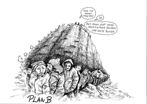 Cartoon: Plan B (medium) by Parallelallee tagged faymann,flüchtlingskrise,asylpolitik,willkommenskultur,kurskorrektur,grenzen,obergrenze