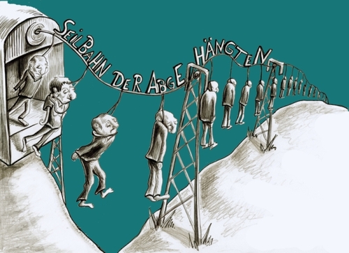 Cartoon: Seilbahn der Abgehängten (medium) by Parallelallee tagged seilbahn