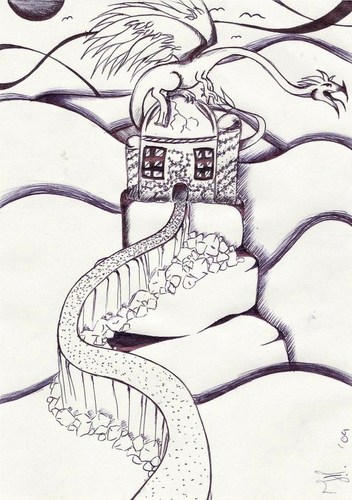 Cartoon: Come and save the princess (medium) by Metalbride tagged kugelschreiber,kulli,kuli,drache,drachen,dragon