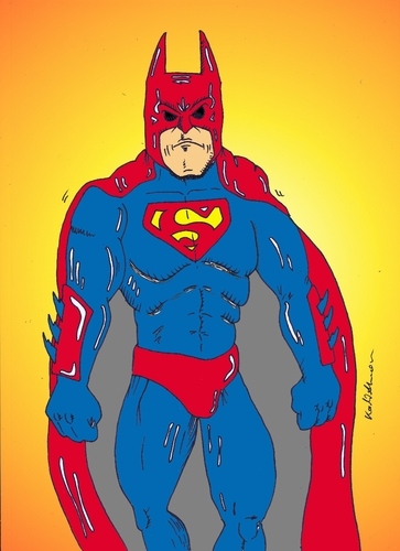 Cartoon: batman superman (medium) by kader altunova tagged batman,superman,fusion
