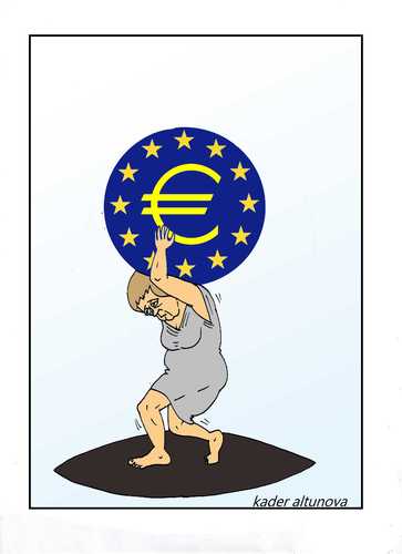 Cartoon: Rolle Deutschlands in Europa (medium) by kader altunova tagged merkel,atlas,wirtschaft,eu