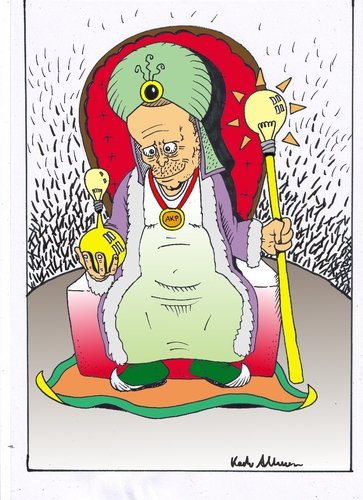 Cartoon: Sultan Tayyip  der 1. (medium) by kader altunova tagged turban,sultan,tayyip,rte,türkei,ampul,glühbirne,zepter,kavuk,königsthron