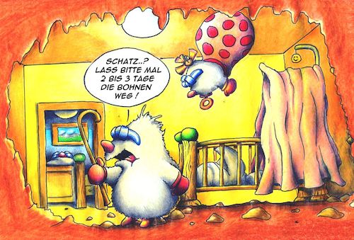 Cartoon: Bohnen im Kinderzimmer (medium) by Jupp tagged cartoon,jupp,maulwurf,mole,bohnen,beans,blähungen