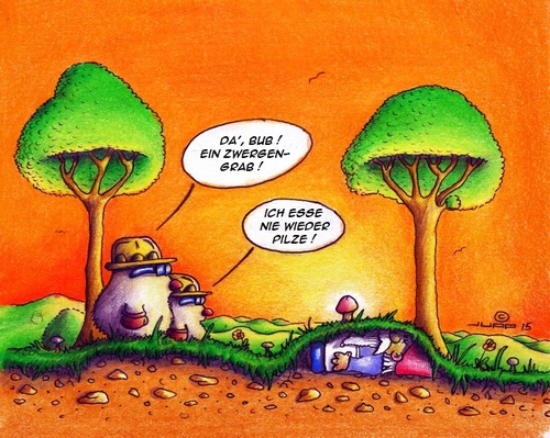 Cartoon: Toter Zwerg (medium) by Jupp tagged maulwurf,mole,zwerg,dwarf,dead,tot,death,pilz,mushroom,cartoon,jupp