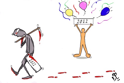 Cartoon: new year (medium) by yara tagged new,year