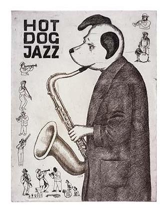 Cartoon: Hot Dog Jazz (medium) by Jiri Sliva tagged blues,music