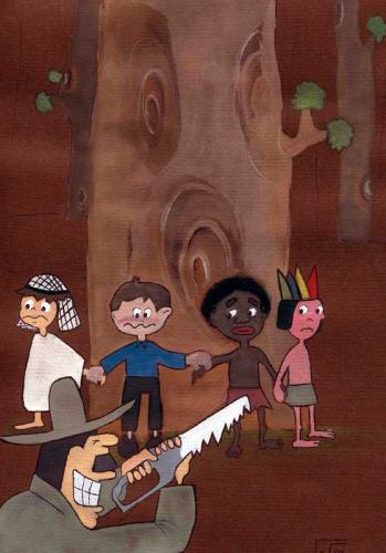 Cartoon: Children and Forest (medium) by nikooray tagged children,forest,protect