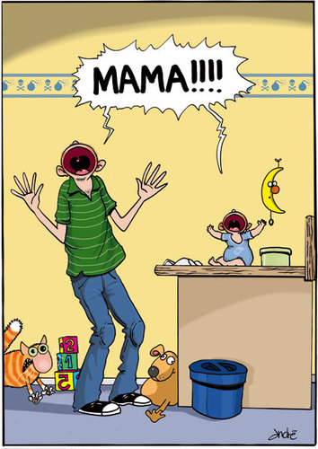 Cartoon: Mama!!! (medium) by andre sedlaczek tagged mama,papa,baby,erziehung,eltern