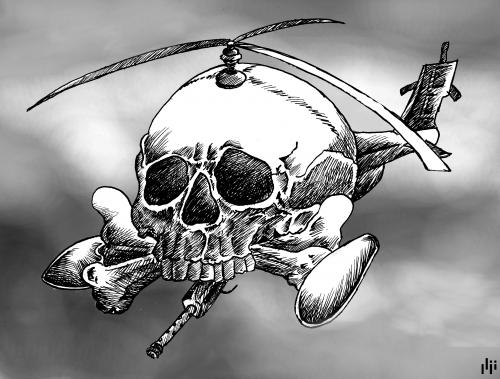 Cartoon: Helicopter (medium) by Nizar tagged battleplane,fighter,warplane,piracy,terrorism,terrorist,assassination,kill,army,hero,troops,helicopter,attack,apache,skull,wahlen,wahl,urne,wahlurne,helikopter,hubschrauber,fliegen,terrorismus,terror,terroristen,krieg,angriff,anschlag,düsenflieger,totenkopf,tod,verderben