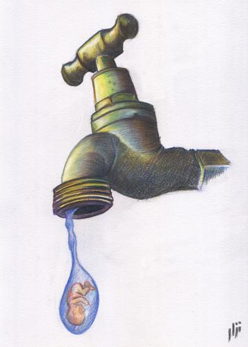 Cartoon: Water (medium) by Nizar tagged water,wasser,wasserhahn,baby,fruchtblase,blase,tropfen,wassertropfen,leben,kind,geburt,gebären,nachwuchs,natur,ressourcen,wirtschaft