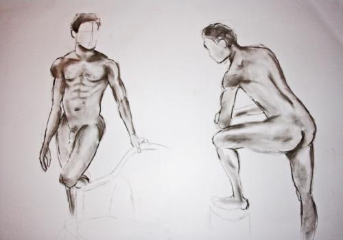 Cartoon: Nude drawing (medium) by Playa from the Hymalaya tagged nude,drawing,naked,man,aktzeichnung,nackt,mann,rücken,anatomie