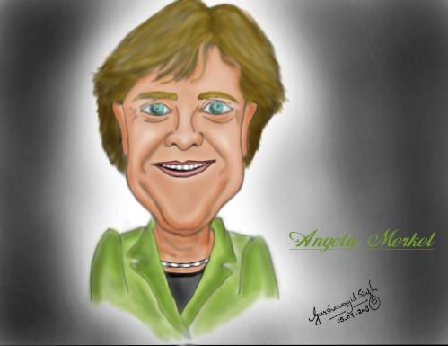Cartoon: Angela Merkel (medium) by gursharanthecartoonist tagged angela,merkel