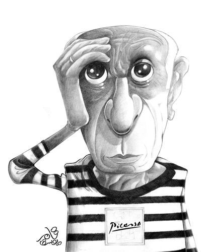 Cartoon: Pablo Picasso (medium) by tamer_youssef tagged pablo,picasso,spain,painter,cubist,cubisim,caricature,cartoon,portrait,pencil,art,illustration,sketch,tamer,youssef,egypt,usa