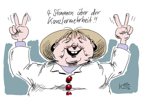 Cartoon: 4 Stimmen (medium) by Stuttmann tagged rettungspaket,finanzkrise,euro,europa,eu,griechenland,abstimmung,merkel,kanzlermehrheit