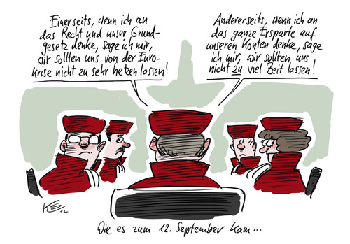 Cartoon: Beratung (medium) by Stuttmann tagged eurokrise,bvg,verfassungsgericht,karlsruhe