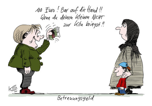 Cartoon: Betreuungsgeld (medium) by Stuttmann tagged betreuungsgeld