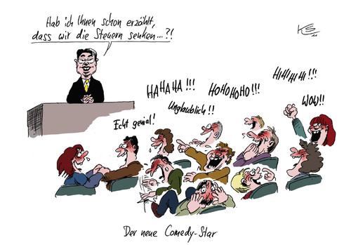 Cartoon: Comedy-Star (medium) by Stuttmann tagged steuersenkungen,fdp,rösler
