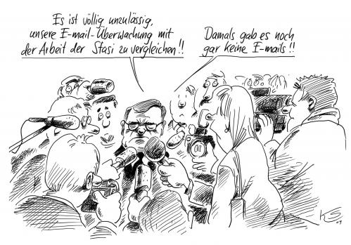 Cartoon: DB-Stasi (medium) by Stuttmann tagged mehdorn,db,deutsche,bahn,überwachung,bespitzelung,emails,ddr,stasi,cartoon,cartoons,karikatur,karikaturen,hartmut mehdorn,db,deutsche bahn,bahn,zug,züge,überwachung,bespitzelung,bespitzeln,übewachen,kontrolle,rücktritt,weigerung,weigern,big brother,hartmut,mehdorn,deutsche,big,brother,emails,ddr,stasi,politik