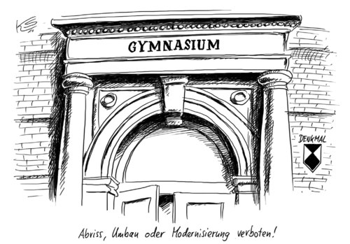 Cartoon: Denkmal (medium) by Stuttmann tagged bildungsreform,bildungssystem,bildungsreform,bildungssystem,gymnasium,schule,bildung,wissen,schüler,ausbildung,abriss,umbau,modernisierung,denkmal