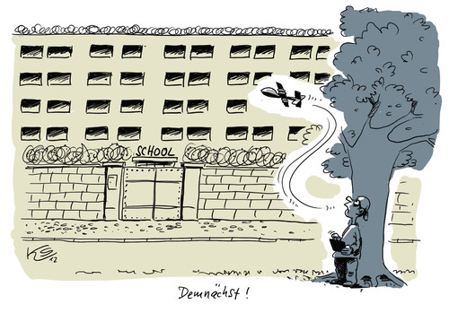 Cartoon: Drohnen (medium) by Stuttmann tagged newtown,waffengesetze,usa