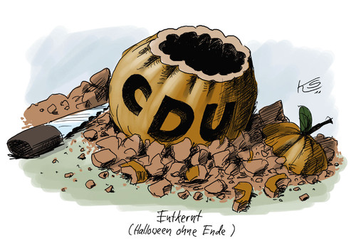 Cartoon: Entkernt (medium) by Stuttmann tagged cdu,halloween