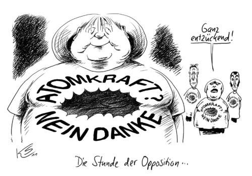 Cartoon: Entzueckend (medium) by Stuttmann tagged merkel,akw,atomkraft,merkel,akw,atomkraft