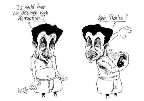 Cartoon: Es riecht... (medium) by Stuttmann tagged sarkozy,frankreich,oreal,sarkozy,frankreich,oreal,korruption