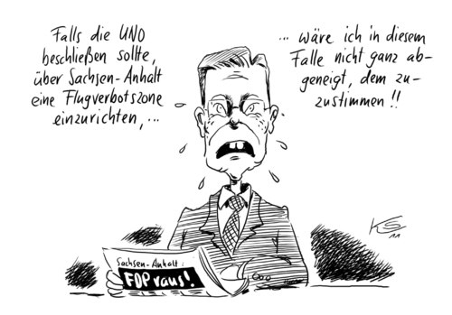 Cartoon: FDP raus (medium) by Stuttmann tagged fdp,westerwelle,fdp,westerwelle,uno,flugverbot,sachsen anhalt,sachsen,anhalt