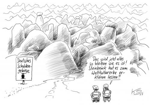 Cartoon: Gebirge (medium) by Stuttmann tagged schulden,staatsverschuldung,steuern,neuverschuldung,generationen,steinbrück,weltkulturerbe,unesco,schulden,staatsverschuldung,steuern,neuverschuldung,generationen,steinbrück,weltkulturerbe