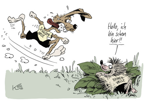 Cartoon: Hase und Igel (medium) by Stuttmann tagged schuldenschnitt,griechenland,bankenkrise,schuldenkrise,eu